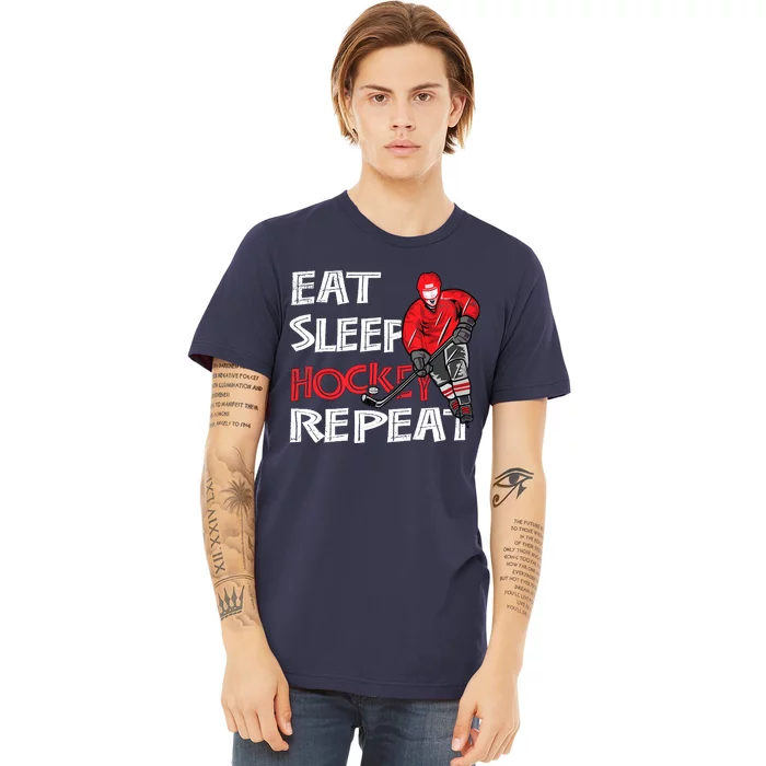 Eat Sleep Hockey Repeat For Boy With Puck And Stick Premium T-Shirt