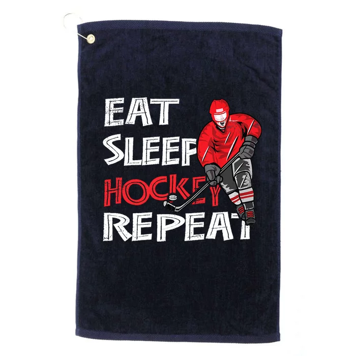 Eat Sleep Hockey Repeat For Boy With Puck And Stick Platinum Collection Golf Towel