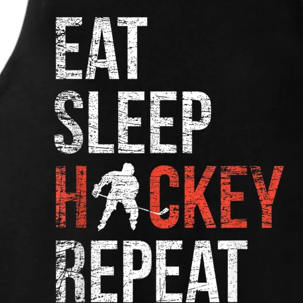 Eat Sleep Hockey Repeat Ice Hockey Ladies Tri-Blend Wicking Tank