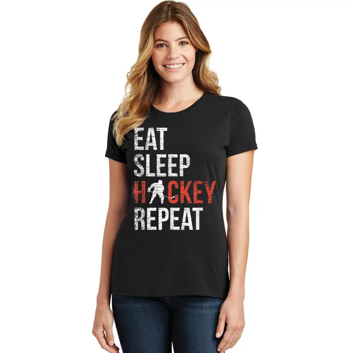 Eat Sleep Hockey Repeat Ice Hockey Women's T-Shirt