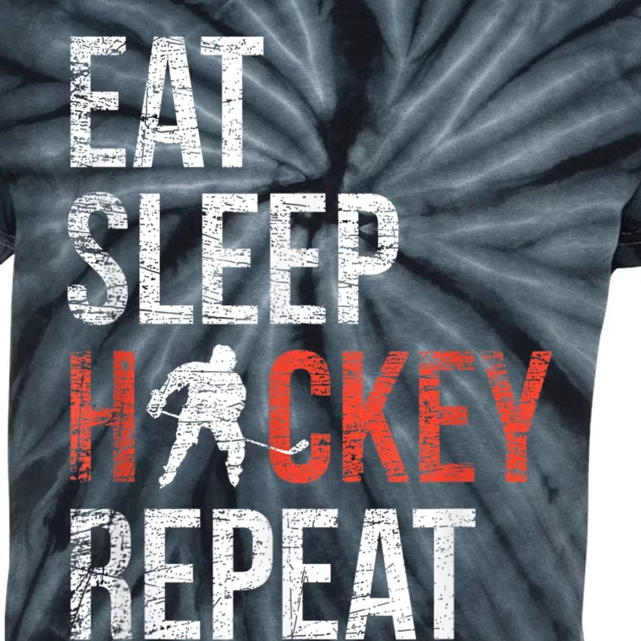 Eat Sleep Hockey Repeat Ice Hockey Kids Tie-Dye T-Shirt