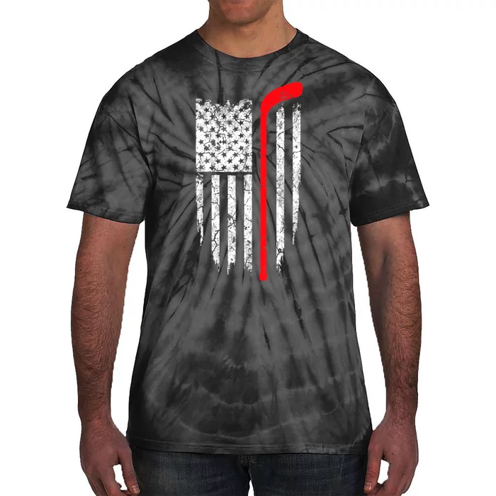 Eat Sleep Hockey American Flag Ice Hockey Gift Tie-Dye T-Shirt