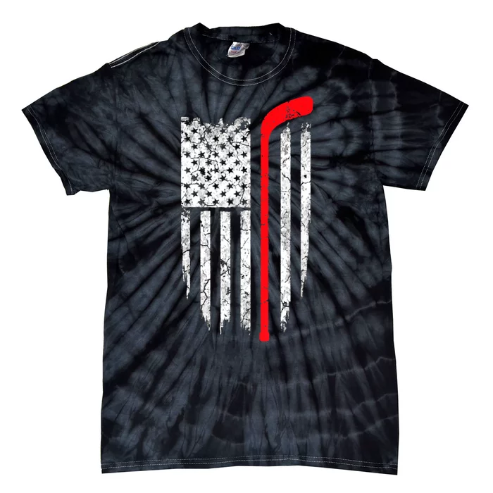 Eat Sleep Hockey American Flag Ice Hockey Gift Tie-Dye T-Shirt