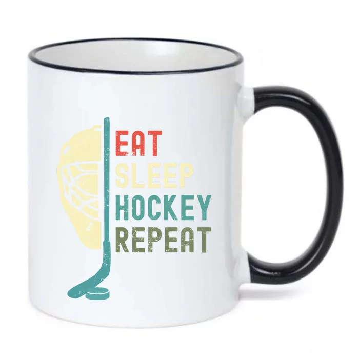 Eat Sleep Hockey Repeat Hockey Retro Ice Hockey Black Color Changing Mug