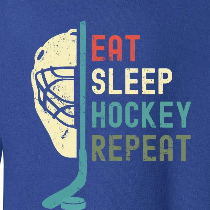 Eat Sleep Hockey Repeat Hockey Retro Ice Hockey Toddler Sweatshirt