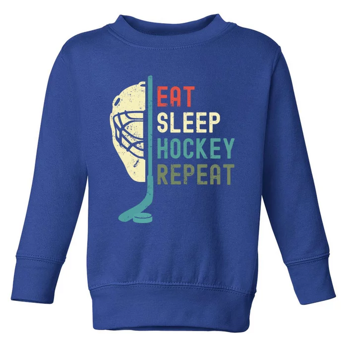 Eat Sleep Hockey Repeat Hockey Retro Ice Hockey Toddler Sweatshirt