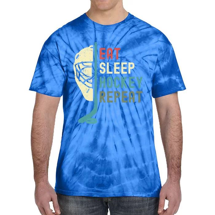 Eat Sleep Hockey Repeat Hockey Retro Ice Hockey Tie-Dye T-Shirt