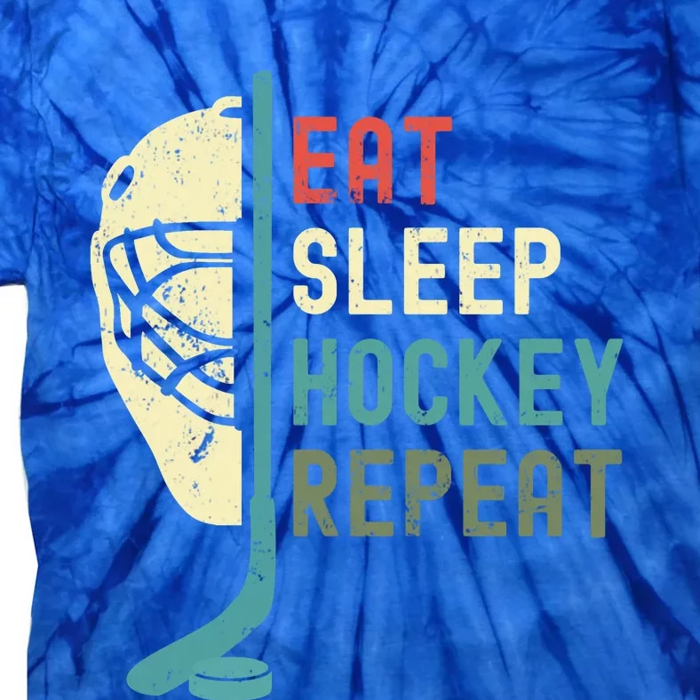 Eat Sleep Hockey Repeat Hockey Retro Ice Hockey Tie-Dye T-Shirt