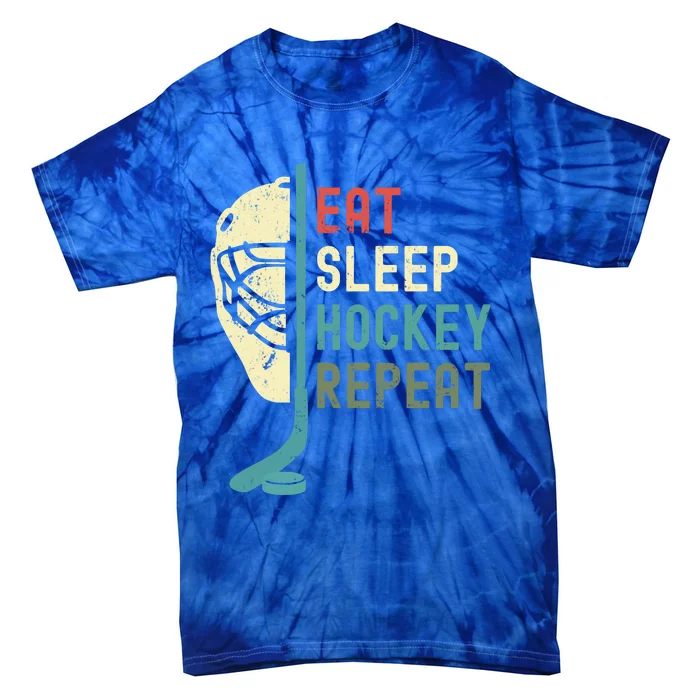 Eat Sleep Hockey Repeat Hockey Retro Ice Hockey Tie-Dye T-Shirt