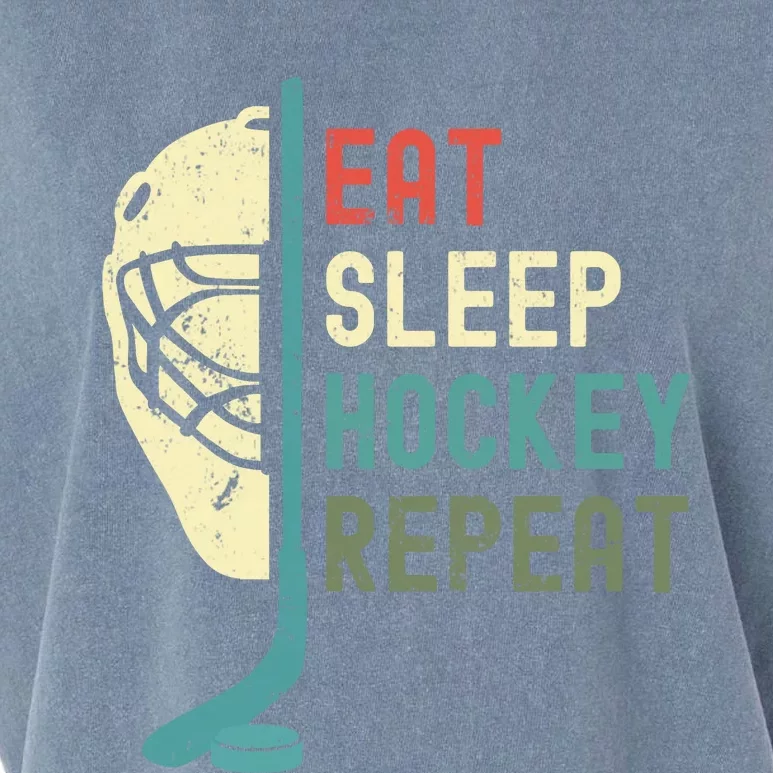 Eat Sleep Hockey Repeat Hockey Retro Ice Hockey Garment-Dyed Women's Muscle Tee