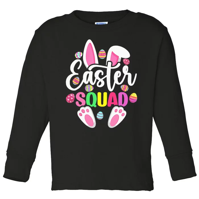 Easter Squad Happy Easter Cute Bunny Rabbit Crew Hunting Egg Toddler Long Sleeve Shirt