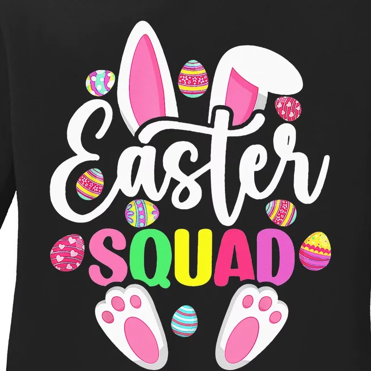 Easter Squad Happy Easter Cute Bunny Rabbit Crew Hunting Egg Ladies Long Sleeve Shirt