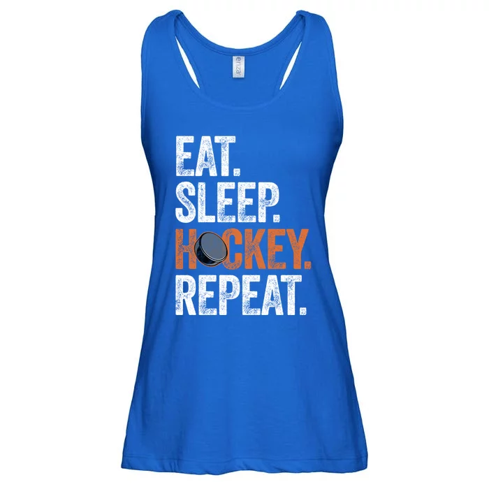 Eat Sleep Hockey Repeat Funny Ice Hockey Players Routine Meaningful Gift Ladies Essential Flowy Tank