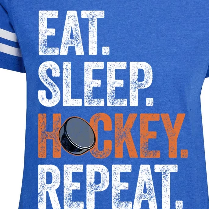 Eat Sleep Hockey Repeat Funny Ice Hockey Players Routine Meaningful Gift Enza Ladies Jersey Football T-Shirt