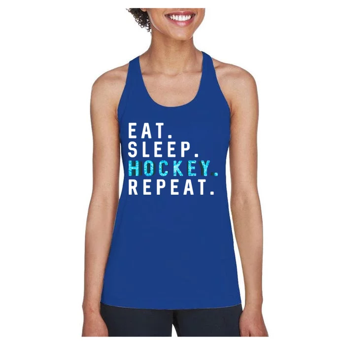 Eat Sleep Hockey Repeat Gift Ice Hockey Lover Player Gift Women's Racerback Tank