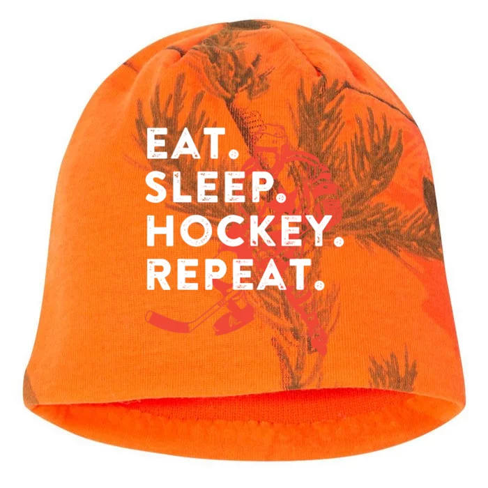 Eat Sleep Hockey Repeat - Gift Kati - Camo Knit Beanie