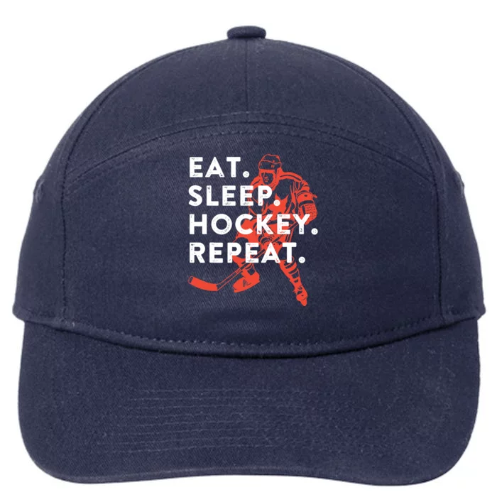 Eat Sleep Hockey Repeat - Gift 7-Panel Snapback Hat