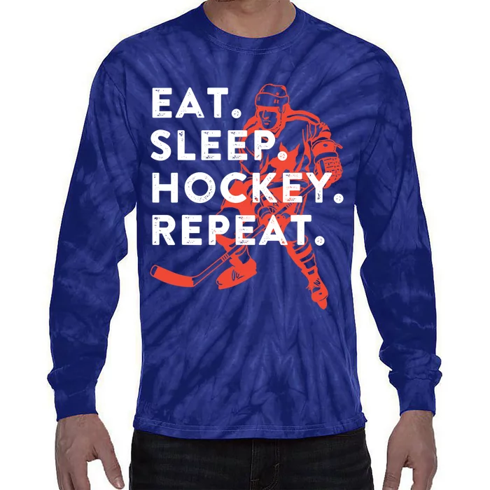 Eat Sleep Hockey Repeat - Gift Tie-Dye Long Sleeve Shirt