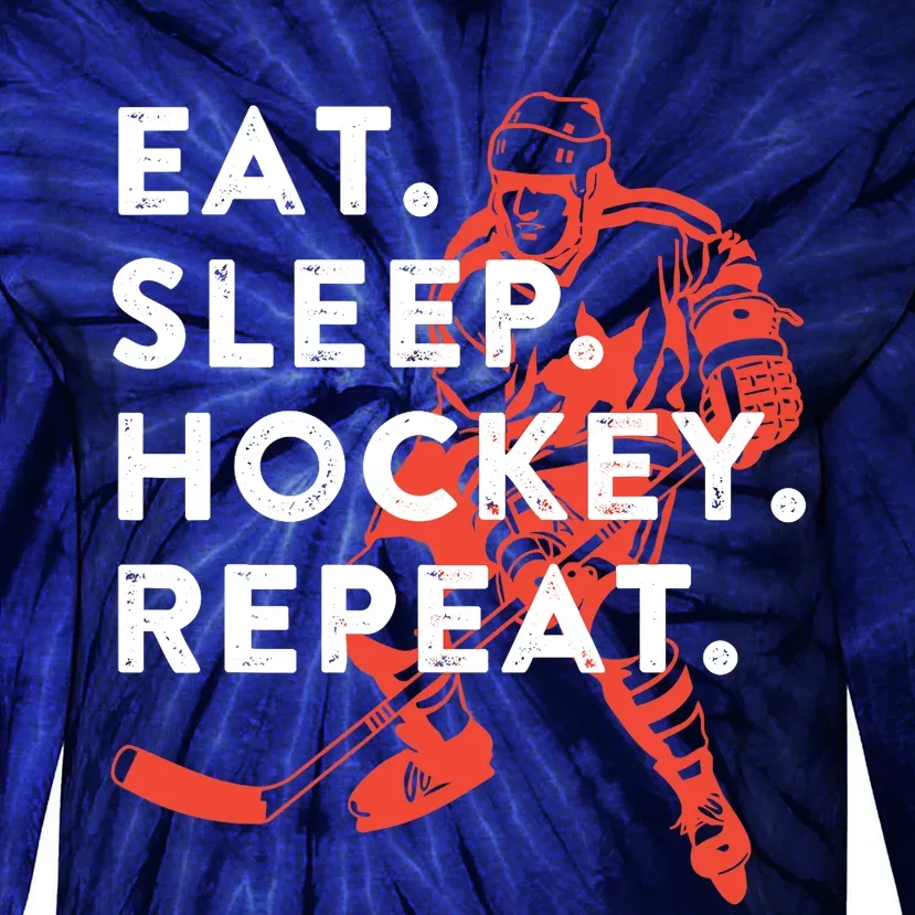 Eat Sleep Hockey Repeat - Gift Tie-Dye Long Sleeve Shirt