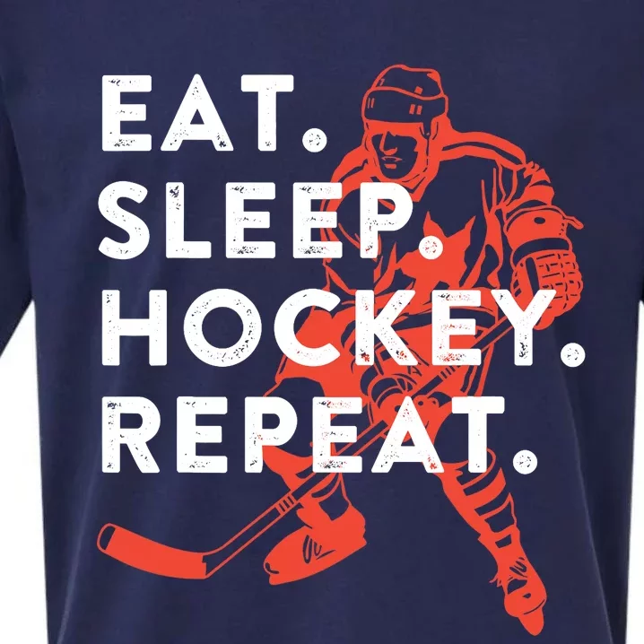 Eat Sleep Hockey Repeat - Gift Sueded Cloud Jersey T-Shirt