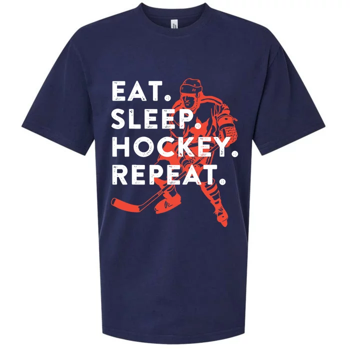 Eat Sleep Hockey Repeat - Gift Sueded Cloud Jersey T-Shirt