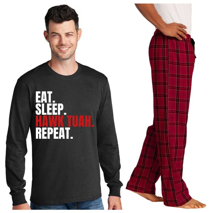 Eat Sleep Hawk Tuah Repeat Funny Viral Election Parody Long Sleeve Pajama Set