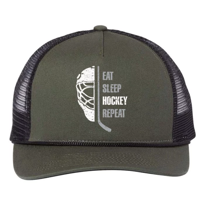 Eat Sleep Hockey Repeat Christmas For N Adult Hockey Retro Rope Trucker Hat Cap