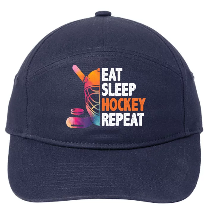 Eat Sleep Hockey Repeat Ice Hockey Player Gear Lover Meaningful Gift 7-Panel Snapback Hat