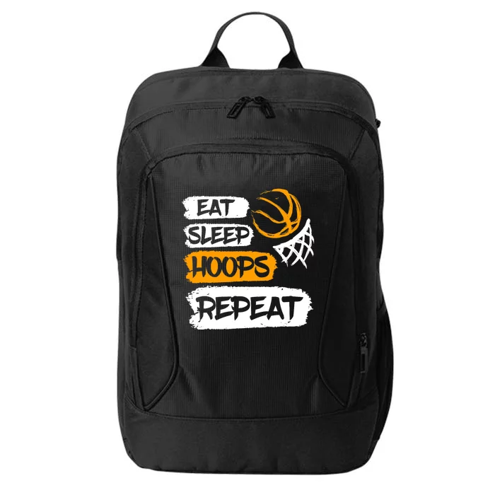 Eat Sleep Hoops Repeat Vintage Basketball Saying & Quote City Backpack