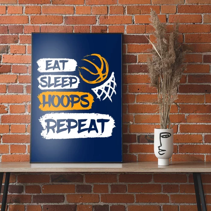 Eat Sleep Hoops Repeat Vintage Basketball Saying & Quote Poster