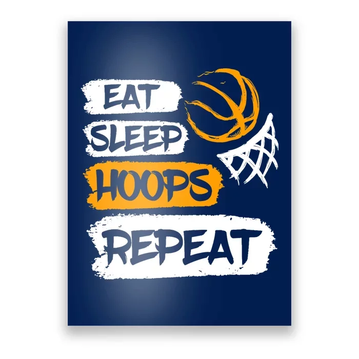 Eat Sleep Hoops Repeat Vintage Basketball Saying & Quote Poster