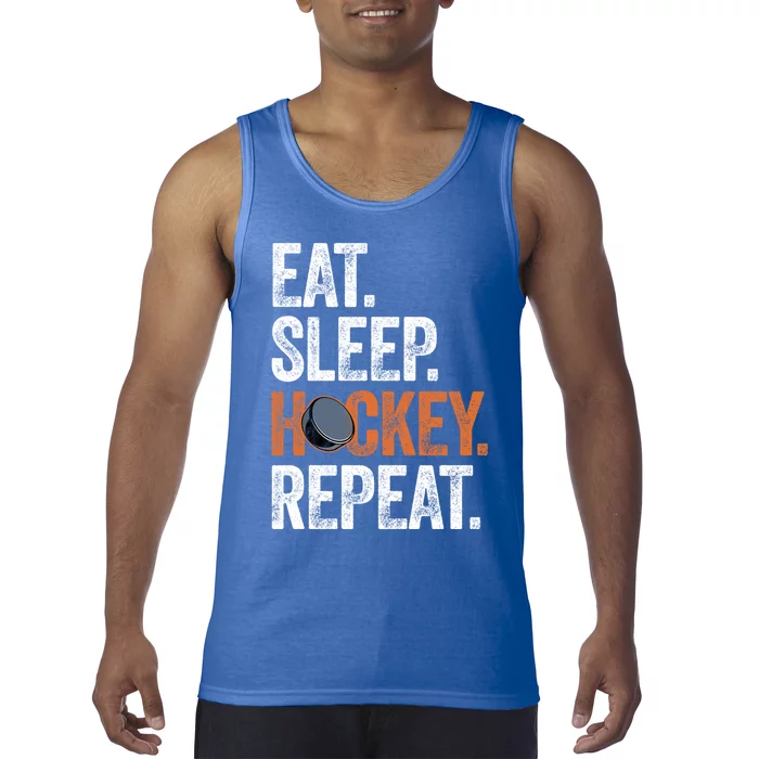 Eat Sleep Hockey Repeat Funny Ice Hockey Players Routine Meaningful Gift Tank Top