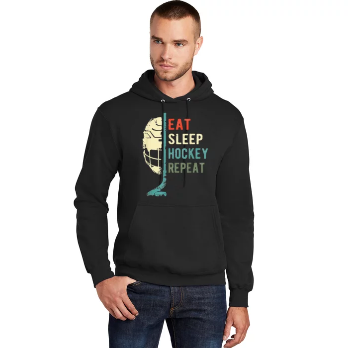 Eat Sleep Hockey Repeat Funny Retro Vintage Hoodie