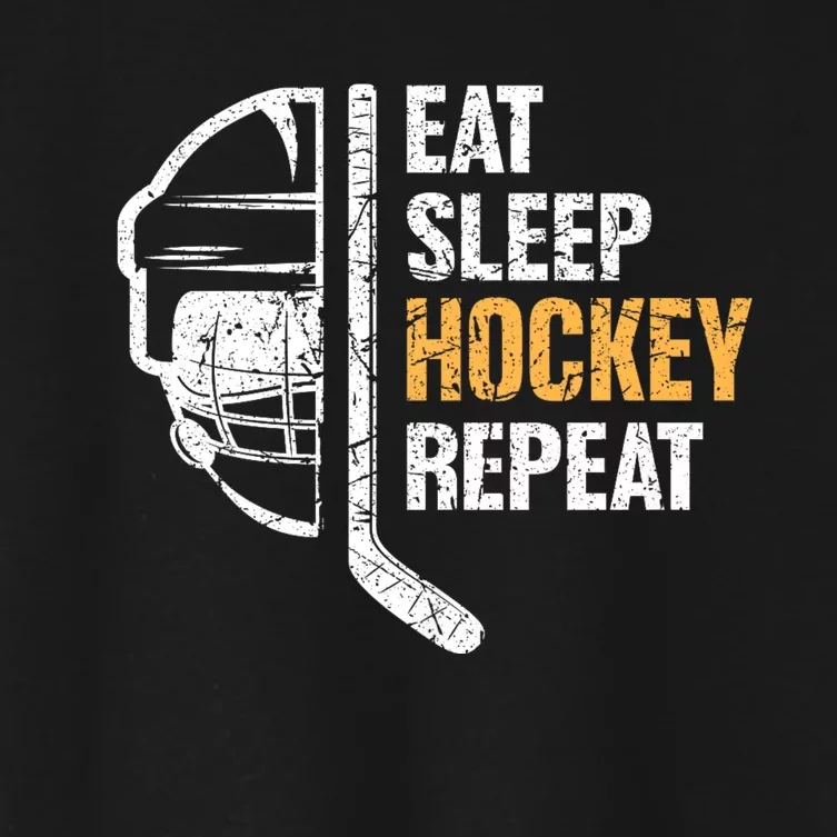 Eat Sleep Hockey Repeat Great Gift For Hockey Players Women's Crop Top Tee