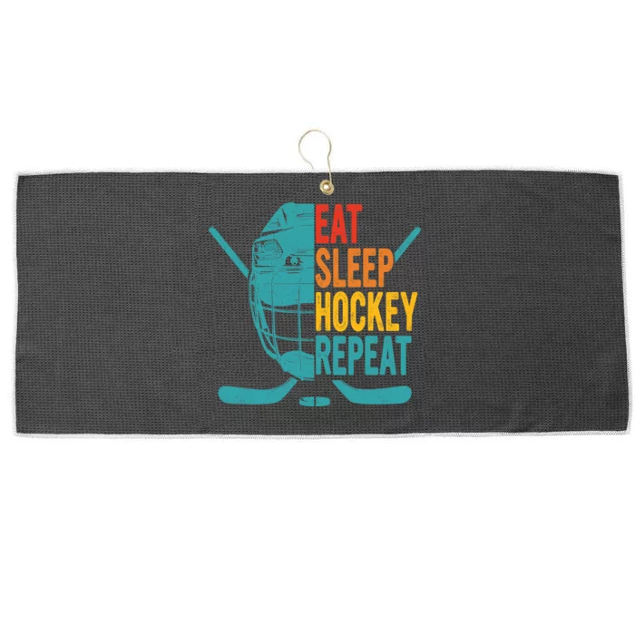 Eat Sleep Hockey Repeat Hockey Funny Ice Hockey Large Microfiber Waffle Golf Towel