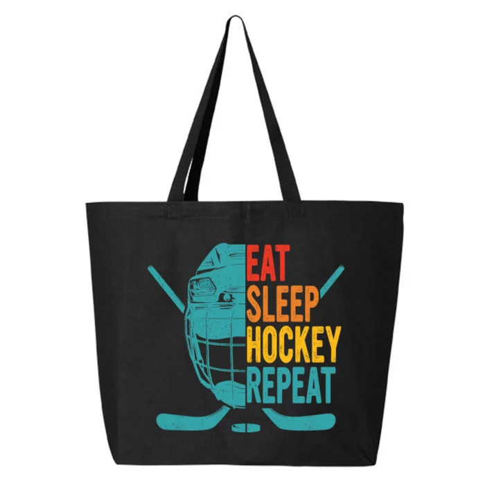 Eat Sleep Hockey Repeat Hockey Funny Ice Hockey 25L Jumbo Tote