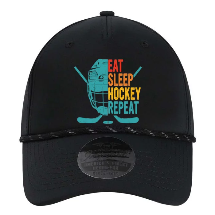 Eat Sleep Hockey Repeat Hockey Funny Ice Hockey Performance The Dyno Cap