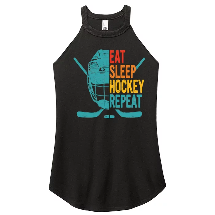 Eat Sleep Hockey Repeat Hockey Funny Ice Hockey Women’s Perfect Tri Rocker Tank