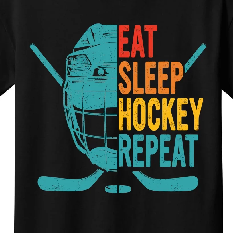 Eat Sleep Hockey Repeat Hockey Funny Ice Hockey Kids T-Shirt