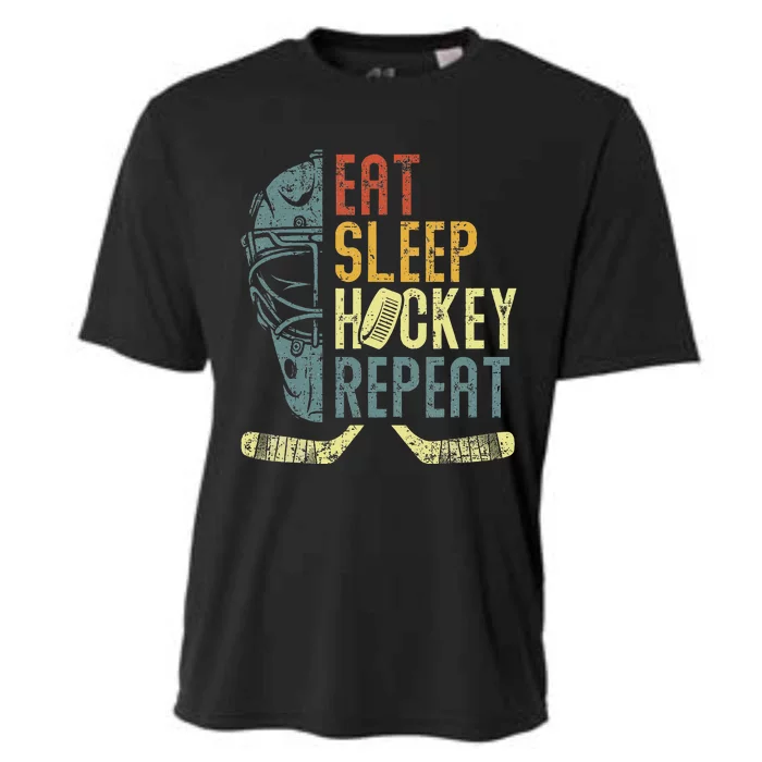 Eat Sleep Hockey Repeat  Ice Hockey Retro Vintage Cooling Performance Crew T-Shirt