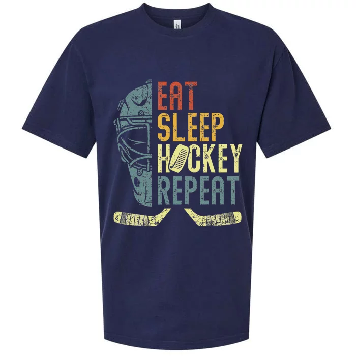 Eat Sleep Hockey Repeat  Ice Hockey Retro Vintage Sueded Cloud Jersey T-Shirt