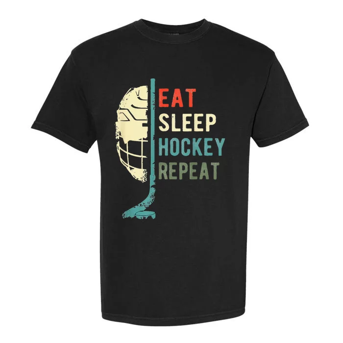 Eat Sleep Hockey Repeat Hockey Funny Ice Hockey Garment-Dyed Heavyweight T-Shirt