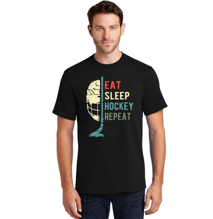 Eat Sleep Hockey Repeat Hockey Funny Ice Hockey Tall T-Shirt