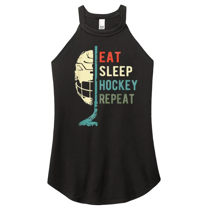 Eat Sleep Hockey Repeat Hockey Funny Ice Hockey Women’s Perfect Tri Rocker Tank