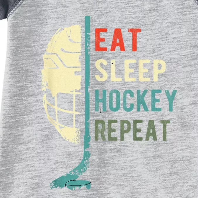 Eat Sleep Hockey Repeat Hockey Funny Ice Hockey Infant Baby Jersey Bodysuit