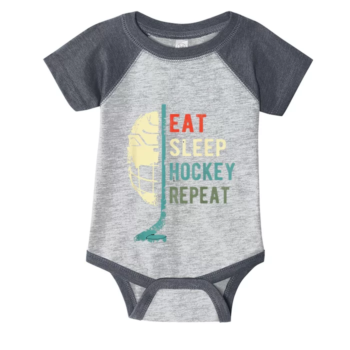 Eat Sleep Hockey Repeat Hockey Funny Ice Hockey Infant Baby Jersey Bodysuit