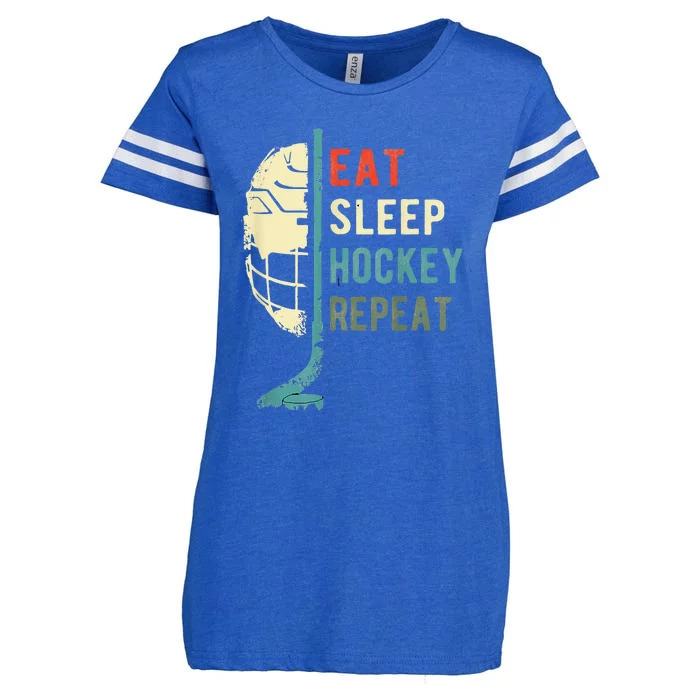 Eat Sleep Hockey Repeat Hockey Funny Ice Hockey Enza Ladies Jersey Football T-Shirt