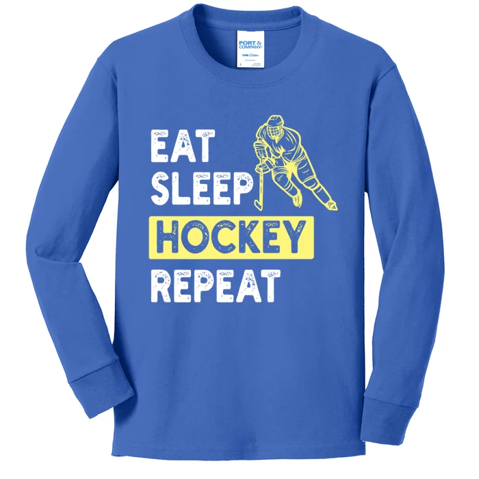 Eat Sleep Hockey Repeat Tee Gift Kids Hockey Lovers Gift Kids Long Sleeve Shirt