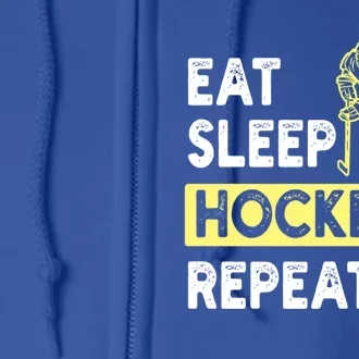 Eat Sleep Hockey Repeat Tee Gift Kids Hockey Lovers Gift Full Zip Hoodie