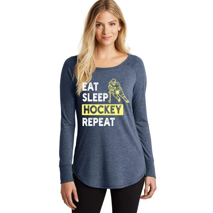 Eat Sleep Hockey Repeat Tee Gift Kids Hockey Lovers Gift Women's Perfect Tri Tunic Long Sleeve Shirt